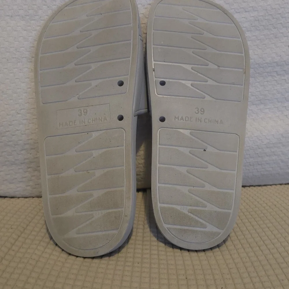 NFL Gray Slide Sandals with Green and Yellow Accents